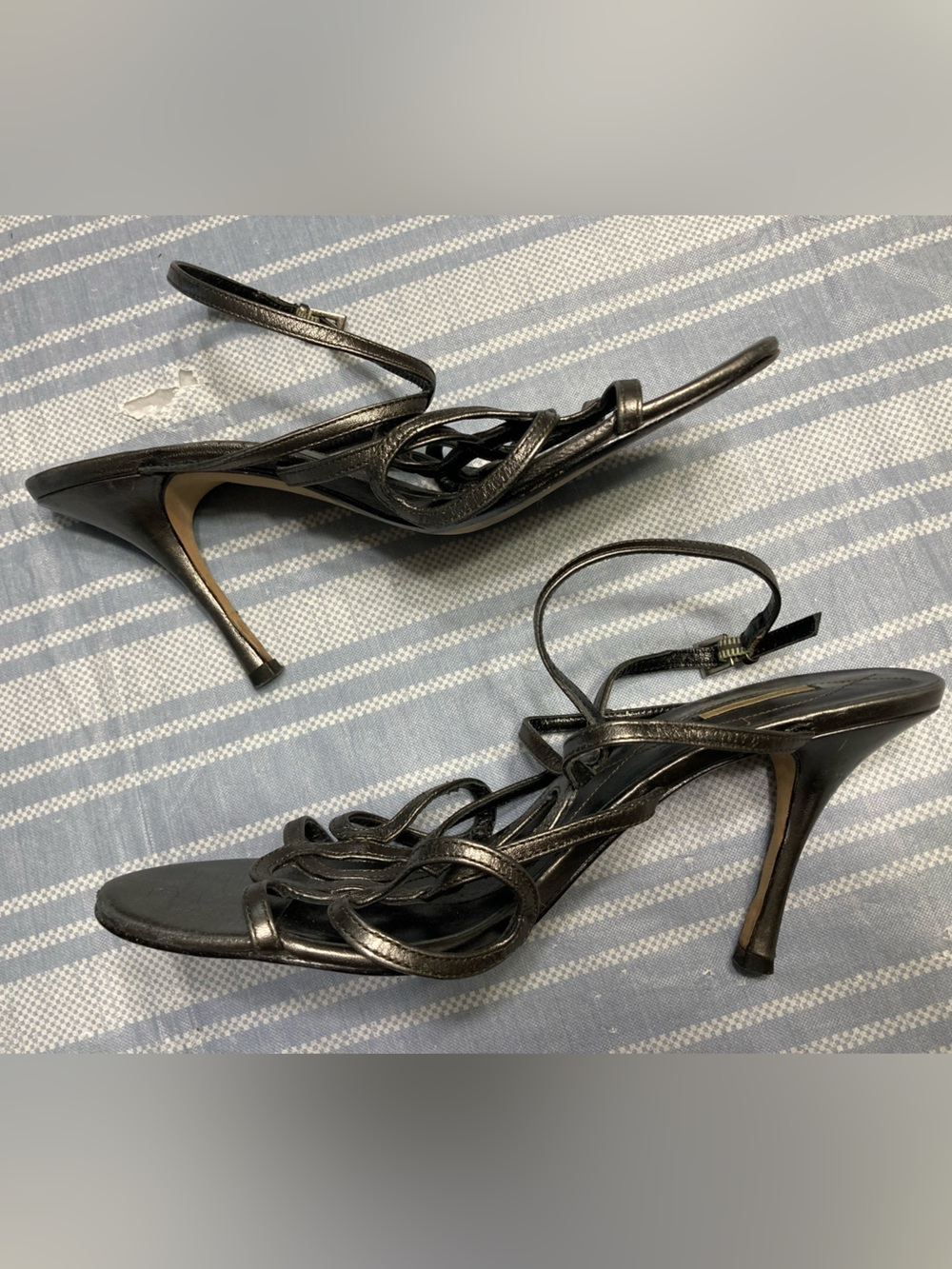 Marc Fisher strappy gunmetal heels. - Picture 2 of 4